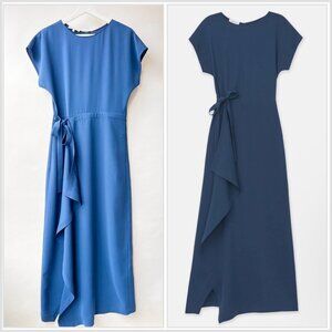 Lafayette 148 draped front crepe dress, Blue, Size S 034